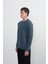 Erkek Bisiklet Yaka Basic Bol Mavi Sweatshirt 5