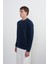 Erkek Bisiklet Yaka Basic Bol Lacivert Sweatshirt 2