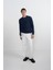 Erkek Bisiklet Yaka Basic Bol Lacivert Sweatshirt 5