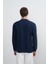 Erkek Bisiklet Yaka Basic Bol Lacivert Sweatshirt 6