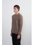 Erkek Bisiklet Yaka Basic Bol Kahve Sweatshirt 2