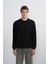 Erkek Bisiklet Yaka Basic Bol Siyah Sweatshirt 1