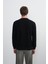 Erkek Bisiklet Yaka Basic Bol Siyah Sweatshirt 6
