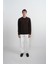 Erkek Omuz Çizgili Bisiklet Yaka Kahve Sweatshirt 2