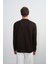 Erkek Omuz Çizgili Bisiklet Yaka Kahve Sweatshirt 5