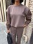 Kadın Oversize Eşofman Takımı – Kahverengi Rahat Kesim Ikili Takım 2