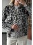 Bej Taş Polo Yaka Leopar Desenli Hırka - 4601 4