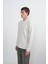 Erkek Bisiklet Yaka Çizgili Kumaş Krem Sweatshirt 2