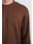 Erkek Bisiklet Yaka Çizgili Kumaş Kahve Sweatshirt 5