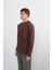 Erkek Bisiklet Yaka Çizgili Kumaş Kahve Sweatshirt 6