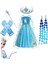 Ellsa Karlar Ülkesii Kostümü Elbise + Elsa Bubble Saç + Elsa Taç-Asa + Elsa Eldiven Doğum Günü Parti 1
