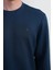 Erkek Göğüs Nakış Bisiklet Yaka Lacivert Sweatshirt 4