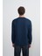 Erkek Göğüs Nakış Bisiklet Yaka Lacivert Sweatshirt 6
