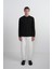 Erkek Göğüs Nakışlı Bisiklet Yaka Siyah Sweatshirt 2