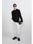 Erkek Göğüs Nakışlı Bisiklet Yaka Siyah Sweatshirt 5