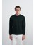 Erkek Göğüs Nakışlı Bisiklet Yaka Yeşil Sweatshirt 2