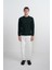 Erkek Göğüs Nakışlı Bisiklet Yaka Yeşil Sweatshirt 3