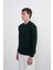 Erkek Göğüs Nakışlı Bisiklet Yaka Yeşil Sweatshirt 7