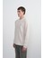 Erkek Göğüs Nakışlı Bisiklet Yaka Krem Sweatshirt 4