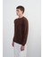Erkek Çizgili Bisiklet Yaka Salaş Kahve Sweatshirt 2