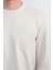 Erkek Desenli Bisiklet Yaka Bol Krem Sweatshirt 3