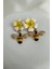 Altın Rengi Çiçek Detay Taşlı Arı Broş (4cm) 1