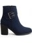 Kadın Topuklu Bot Lacivert Süet Hazır Taban Yan Tokalı 3