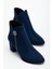 Lacivert Kadın Topuklu Bot Süet Taş Detaylı Yuvarlak Burun 1