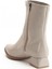 Kadın Kısa Topuklu Bot Bej Rugan Yüzü Dikişli 5
