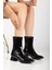 Kadın Kısa Topuklu Bot Siyah Rugan Yüzü Dikişli 2