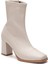 Bej Kadın Topuklu Bot Streç Suni Deri Küt Burunlu Kalın Topuklu 4