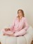 Süet Pembe Çizgili Kadın Pijama Takımı 1