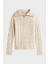 % 100 Yün Relaxed Fit Yarım Fermuarlı Dik Yaka Örgü Kazak Bayan Kazak WW0WW46425 Adk 5