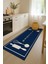 Lacivert ve Bej Desenli Kitchen Yazılı Halı – Modern Dijital Baskılı Tasarım 1
