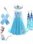 Elsaaa Karlarr Ülkesi Elbisesi Kostümü + Elsa Taç Asa + Elsa Bubble Saç + Eldiven Doğum Günü Parti 1