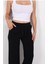 Beli Lastikli Bol Paça Modal Siyah Kadın Pantalon 2