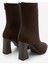 Kadın Topuklu Bot Acı Kahve Sivri Burun Arkadan Fermuarlı Kalın Ökçe Kikas Kahve Süet 9
