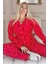 Kırmızı Point Heart Desenli Önden Düğmeli Peluş Polar Pijama Takımı 1
