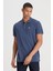 Regular Fit Normal Kesim Polo Yaka İndigo Tişört 12