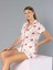 Boydan Düğmeli Kısa Kollu Şort Takım - Yazlık Kalp Desenli Yumuşak Milan Kumaş - M, L, Xl, Xxl Poppy 56-02 1
