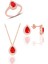 Gümüş Rose Kırmızı Taşlı Damla Modeli Üçlü Set SGTL11512KIRMIZI 1