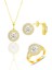 Gümüş Altın Yaldızlı Zirkon Taşlı Pırlanta Montürlü Yuvarlak Üçlü Set SGTL12084GOLD 5