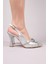 Alvara Taş Detaylı Ince Bantlı Topuklu Ayakkabı Gümüş 4
