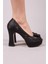 Mesa Güpür Garnili Saten Platform Topuklu Ayakkabı Siyah 4