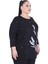 Kadın Büyük Beden Siyah İnci Detaylı Oversize Bluz 6