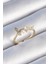 Pirinç Gold Renk Zirkon Taşlı Kalp Yaprak Model Inci Detay Kadın Yüzük - TJ-BYK3430 1
