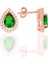 Gümüş Rose Kök Zümrüt Taşlı Damla Modeli Üçlü Set SGTL11512YESIL 4