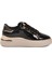 Ayakmod Lady 029 Z Altın Detaylı Siyah Rugan Kadın Sneaker 2