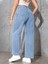 Kadın Baggy Fit Yüksek Bel Denim Jean Yıkamalı Pantolon 2
