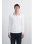 Erkek Yaka Çizgili Uzun Kollu Beyaz Polo Yaka Tişört 5